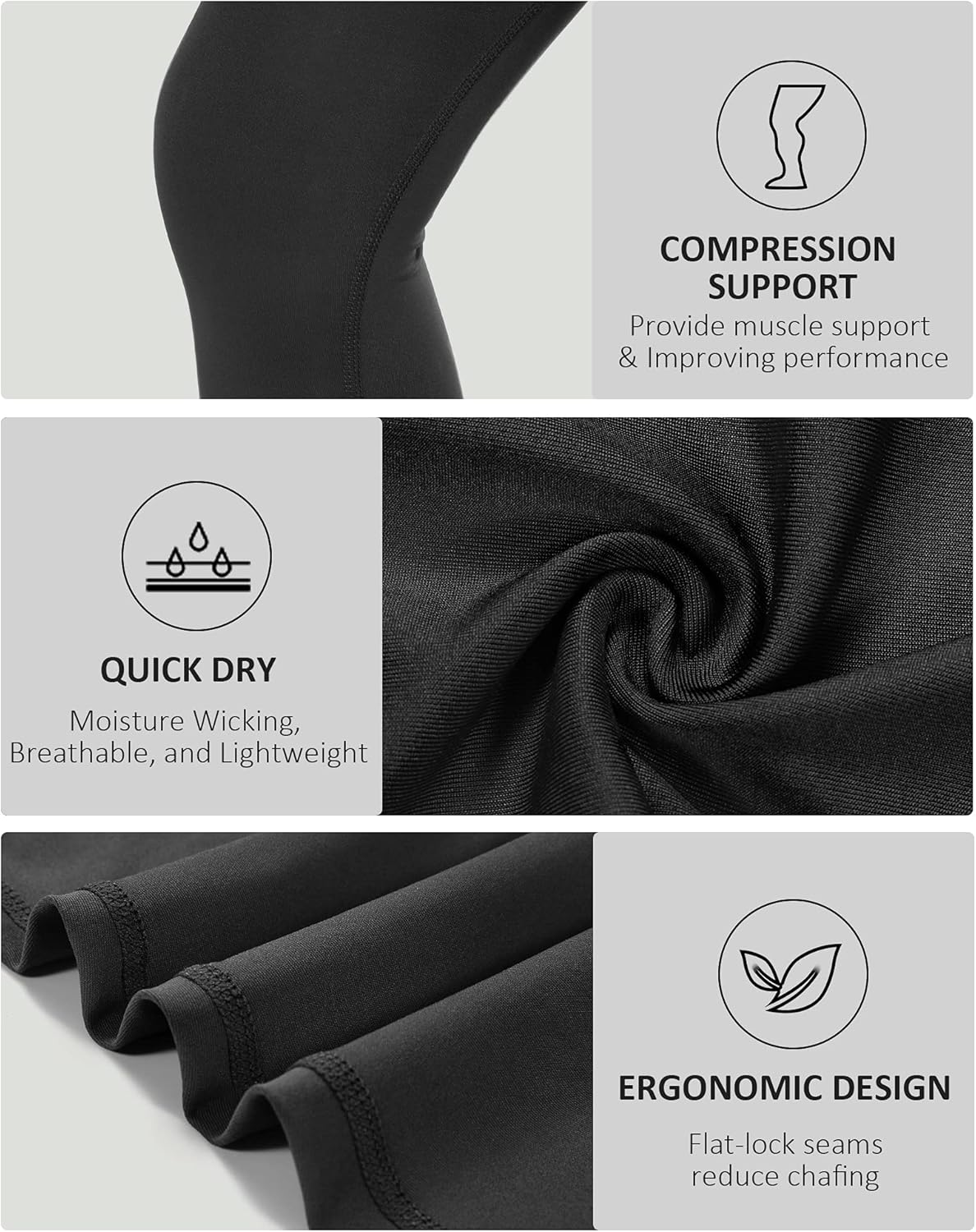 Roadbox Boys Compression Pants - Quick Dry Spandex Leggings for Youth | 2 Pack Tights for Running & Football