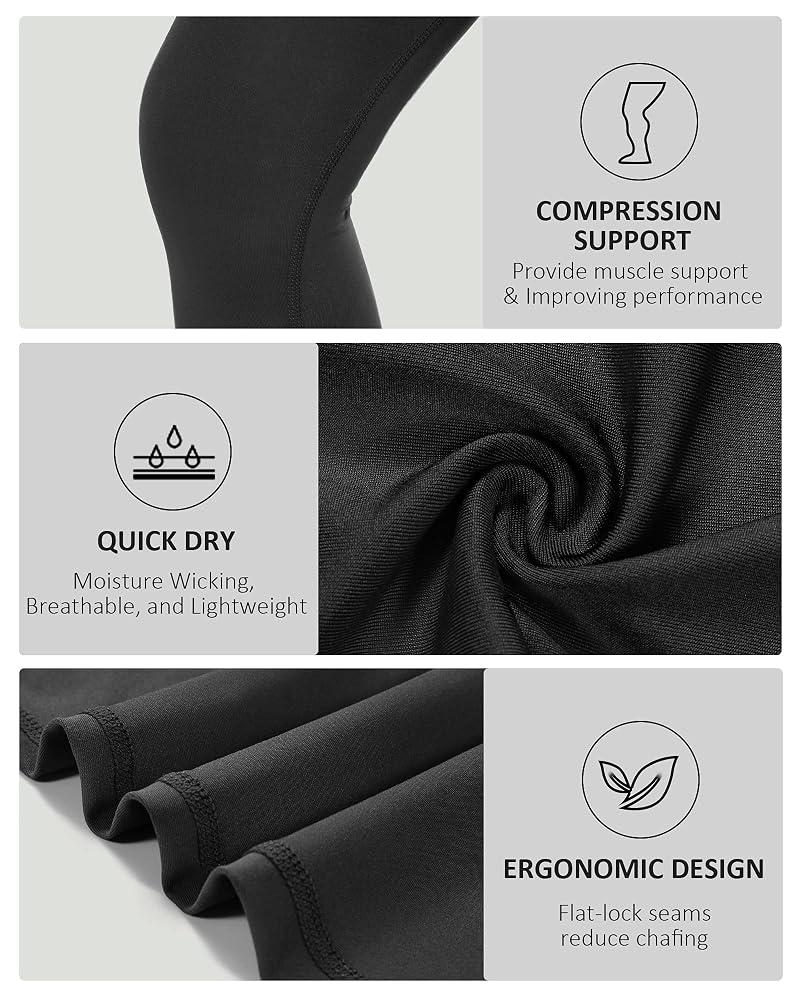 Roadbox Boys Compression Pants Black Medium – Quick-Dry Base Layer Leggings