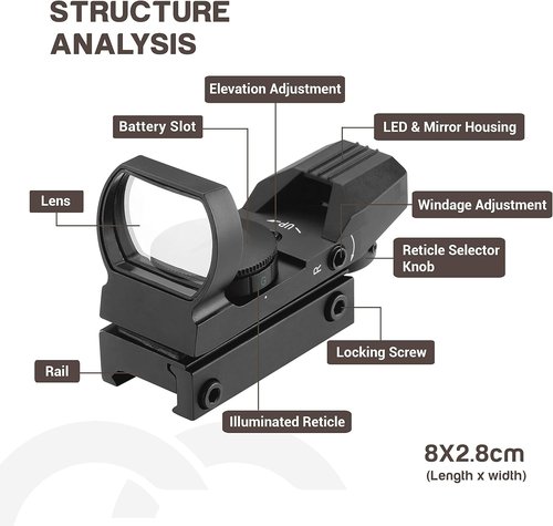 ESSLNB Red Green Dot Sight - Waterproof Reflex Scope with 4 Reticles & Adjustable Brightness | 20/22mm Rail Mount