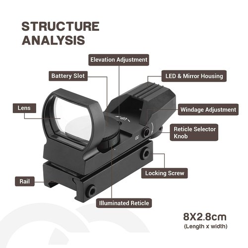 ESSLNB Red Dot Scope 4 Reticles Gun Sight Scope Reflex Sight for Airsoft Guns Pistol Shotgun with 20/22mm Picatinny Rail Mount (Black Sight Scope)