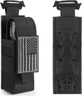 Skiennix Tactical Flashlight Holster - Adjustable Molle Pouch for Duty Belt & Backpack | Includes USA Flag Patch