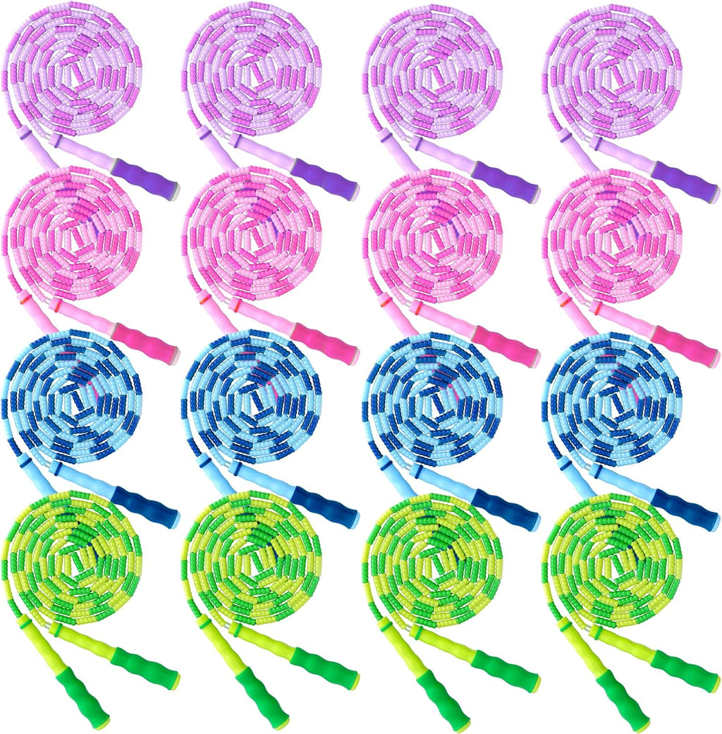 Skiennix 16 Pack Jump Ropes - Adjustable 9.2 Feet Soft Beaded Skipping Ropes for Exercise & Training