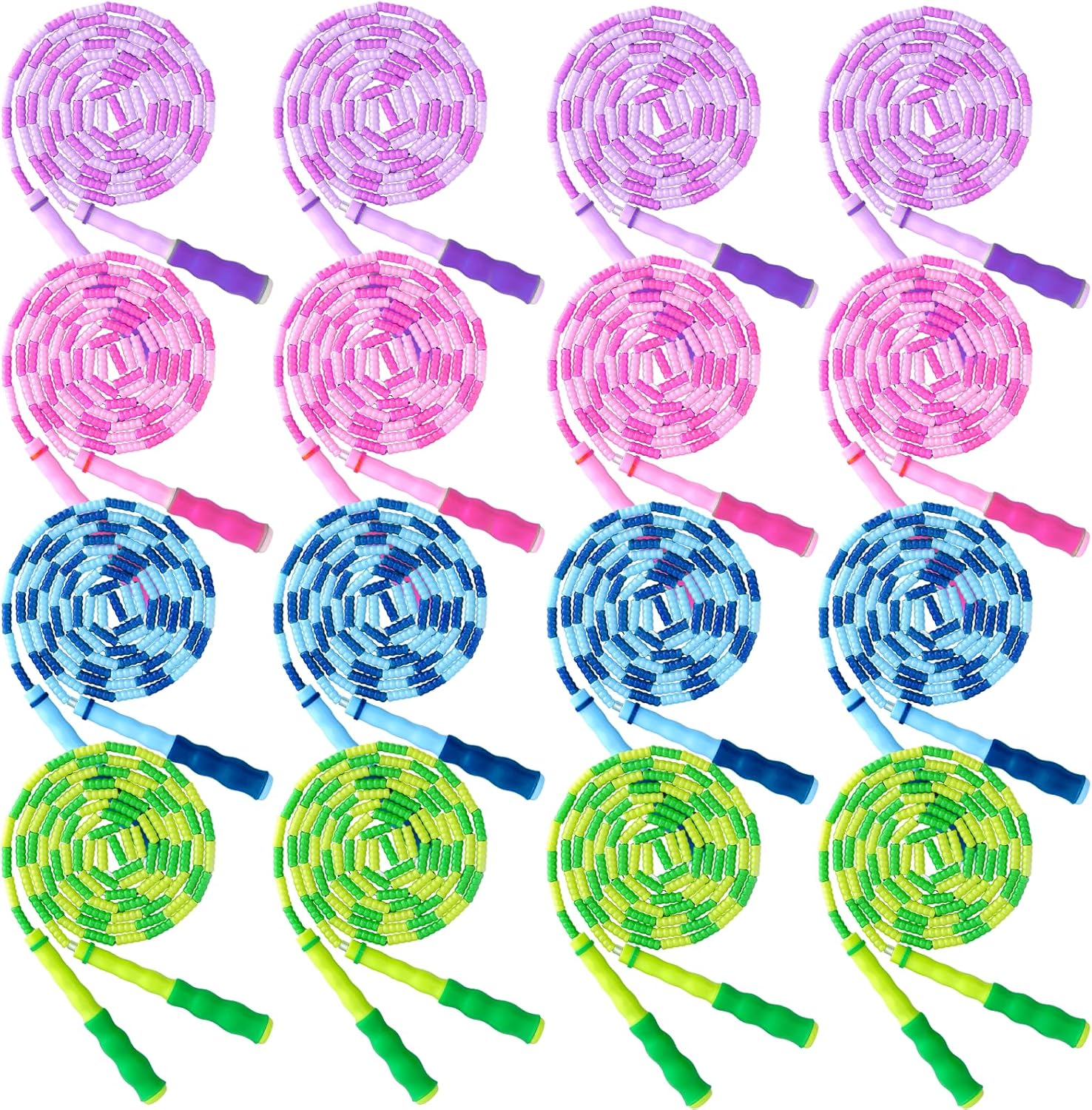 Skiennix 16 Pack Jump Ropes - Adjustable 9.2 Feet Soft Beaded Skipping Ropes for Exercise & Training