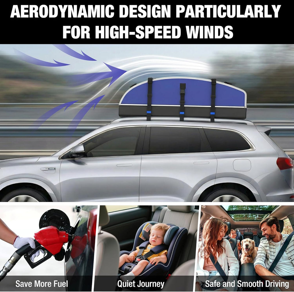 WORKPRO Rooftop Cargo Carrier - 21 Cubic Feet Waterproof Roof Bag with Anti-Slip Mat & Safety Hooks