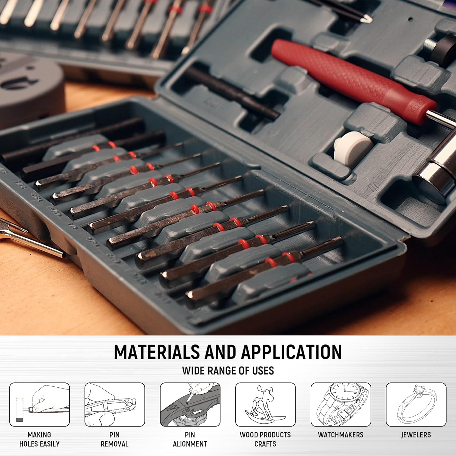 Steel Roll Pin Punch Set by [Brand Name] - Durable Punch Tool with 4 Interchangeable Faces & Storage Case
