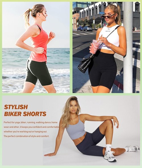 NEW YOUNG Biker Shorts for Women - High Waisted Yoga Shorts with Pockets | Tummy Control, 5"/8"