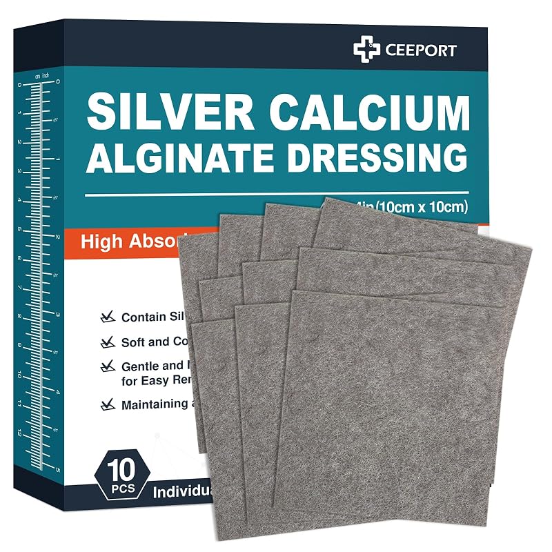 Silver Calcium Alginate Wound Dressing Pads 4x4 inch - 10 Pack (Variation: Silver-4x4 Pack of 10)