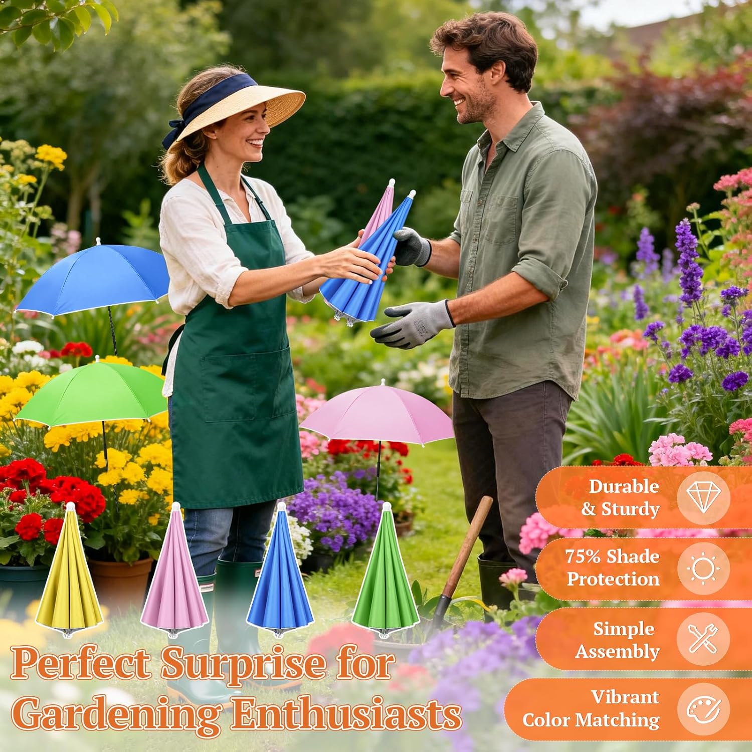 Tryly Plant Umbrellas - Outdoor Garden Shade for Potted Plants & Beds | Protect From Blazing Sun
