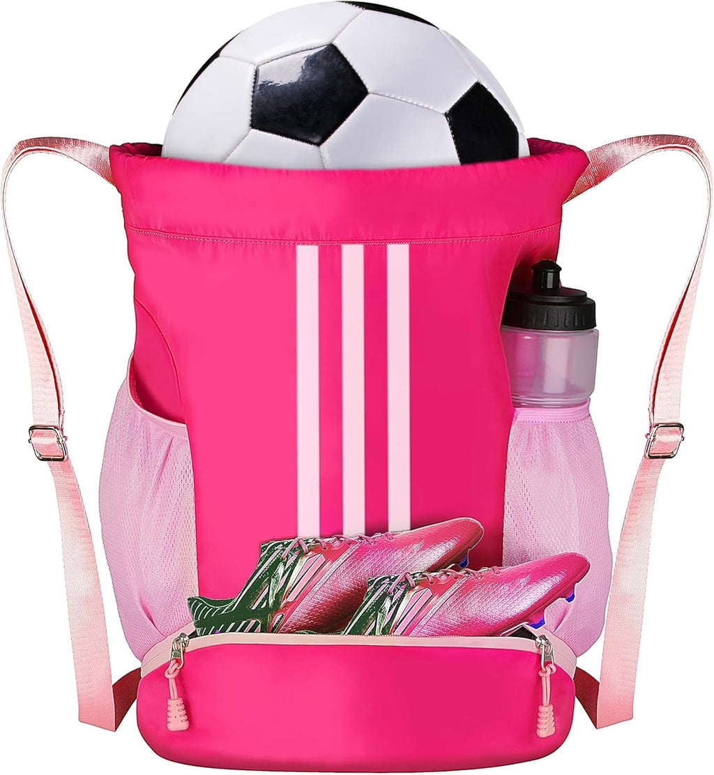 Skiennix Soccer Bag - Youth Drawstring Backpack with Shoe Compartments | Ideal for Gym, Sports & School