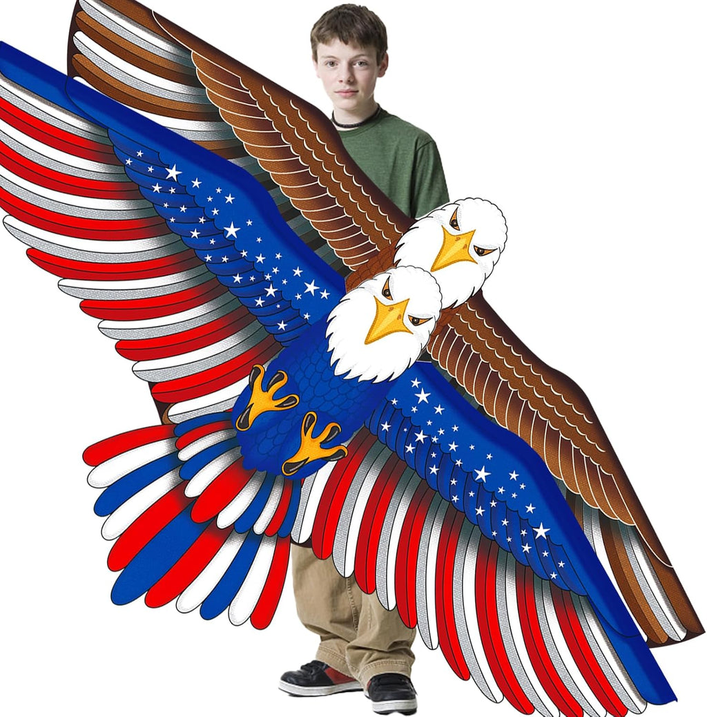 Skiennix 2 Pack Kites - Patriotic Eagle & Dragon Designs | Easy to Fly for Kids Ages 4-12, 328FT String