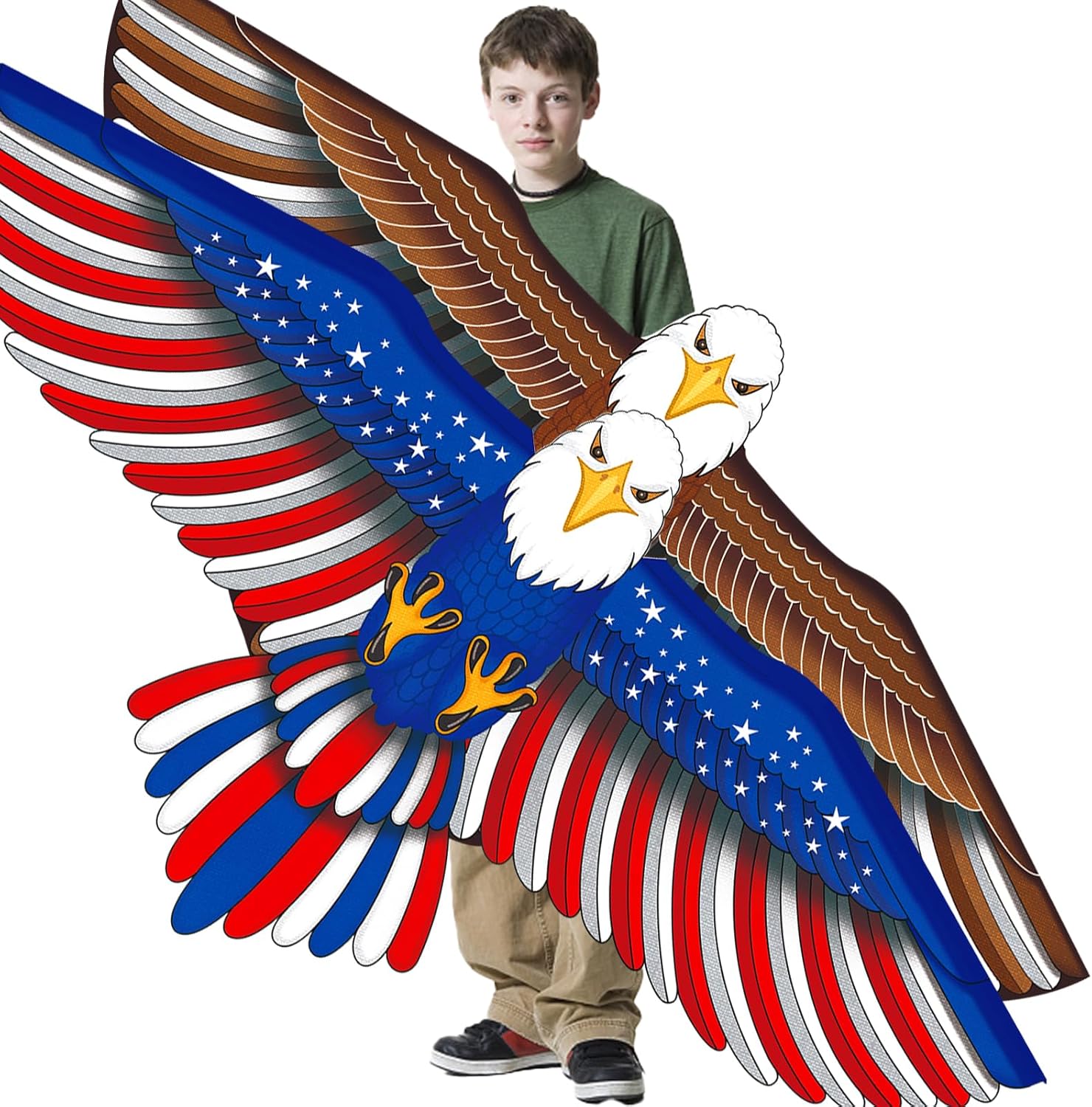 Skiennix 2 Pack Kites - Patriotic Eagle & Dragon Designs | Easy to Fly for Kids Ages 4-12, 328FT String
