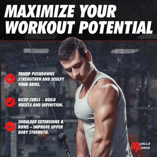 MuscleForge V Bar Attachment - Tricep V Bar Cable Attachment with Anti-Slip Rubber Grip for Pulldowns, Pushdowns & Arm Training - Gym Grade 880lbs Capacity