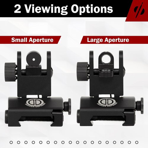 Dagger Defense BUIS Backup Iron Sights - Spring Loaded for Standard Picatinny Rails | Compatible with Red Dots & Scopes