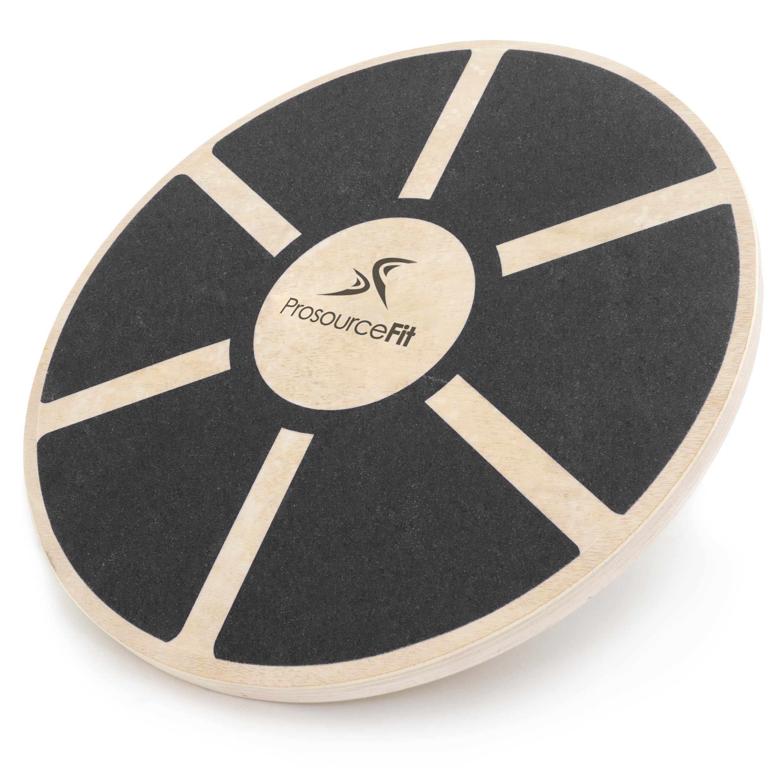 ProsourceFit Wooden Balance Board Non-Slip Wobble Core Trainer 15.75in (39.5cm) Diameter with 360 Rotation for Stability Training, Full Body Exercises, Physical Therapy, Black