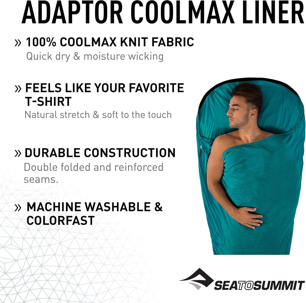Sea to Summit Coolmax Sleeping Bag Liner - Lightweight Travel Bedding for Comfort & Versatility