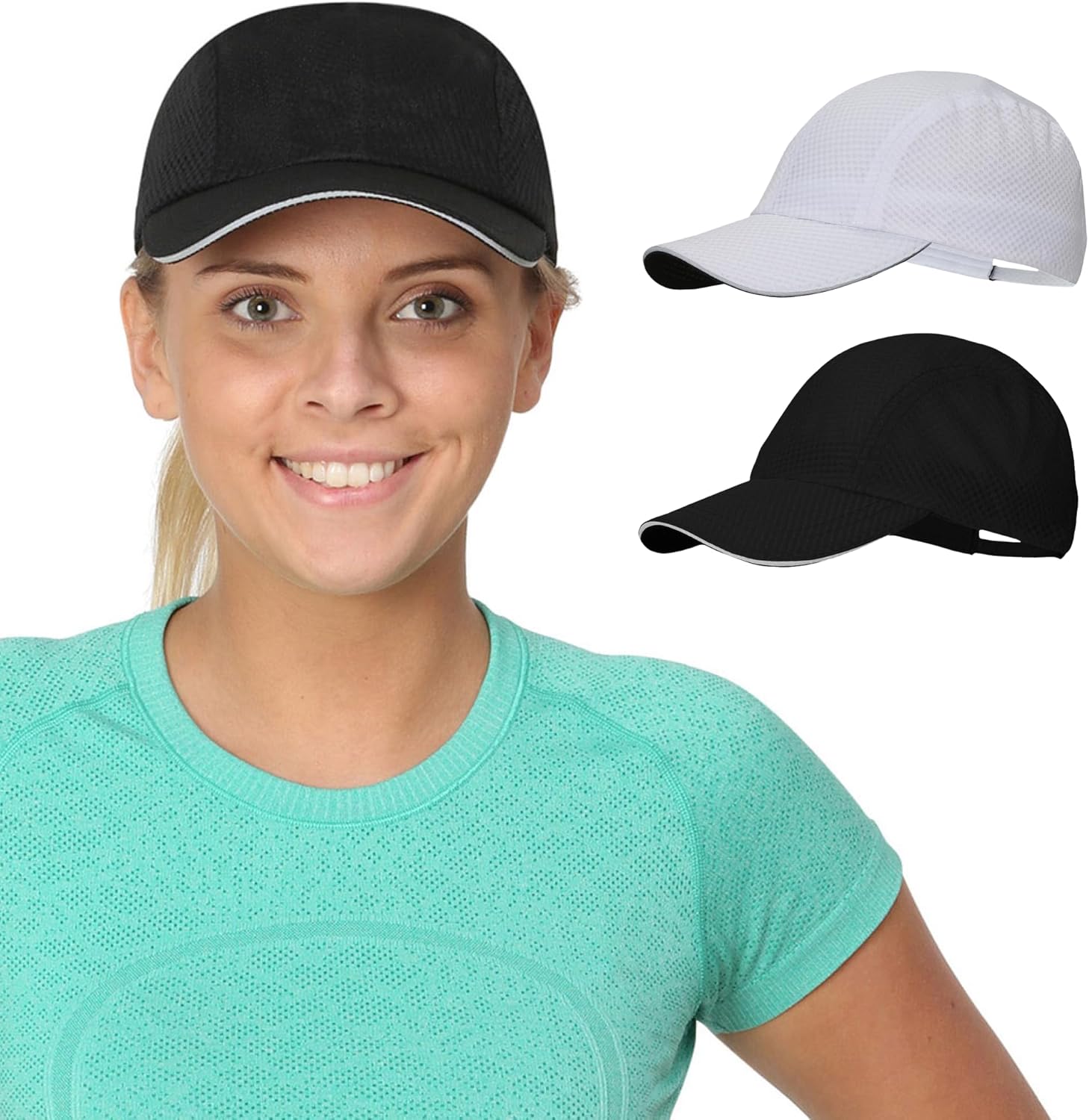 TrailHeads Women's Running Cap - Lightweight Quick-Drying Mesh Hat with Reflective Trim