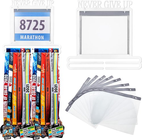 Moxweyeni Race Medal Display - Wall-Mounted Bib Holder for Runners | Perfect Gift for Athletes