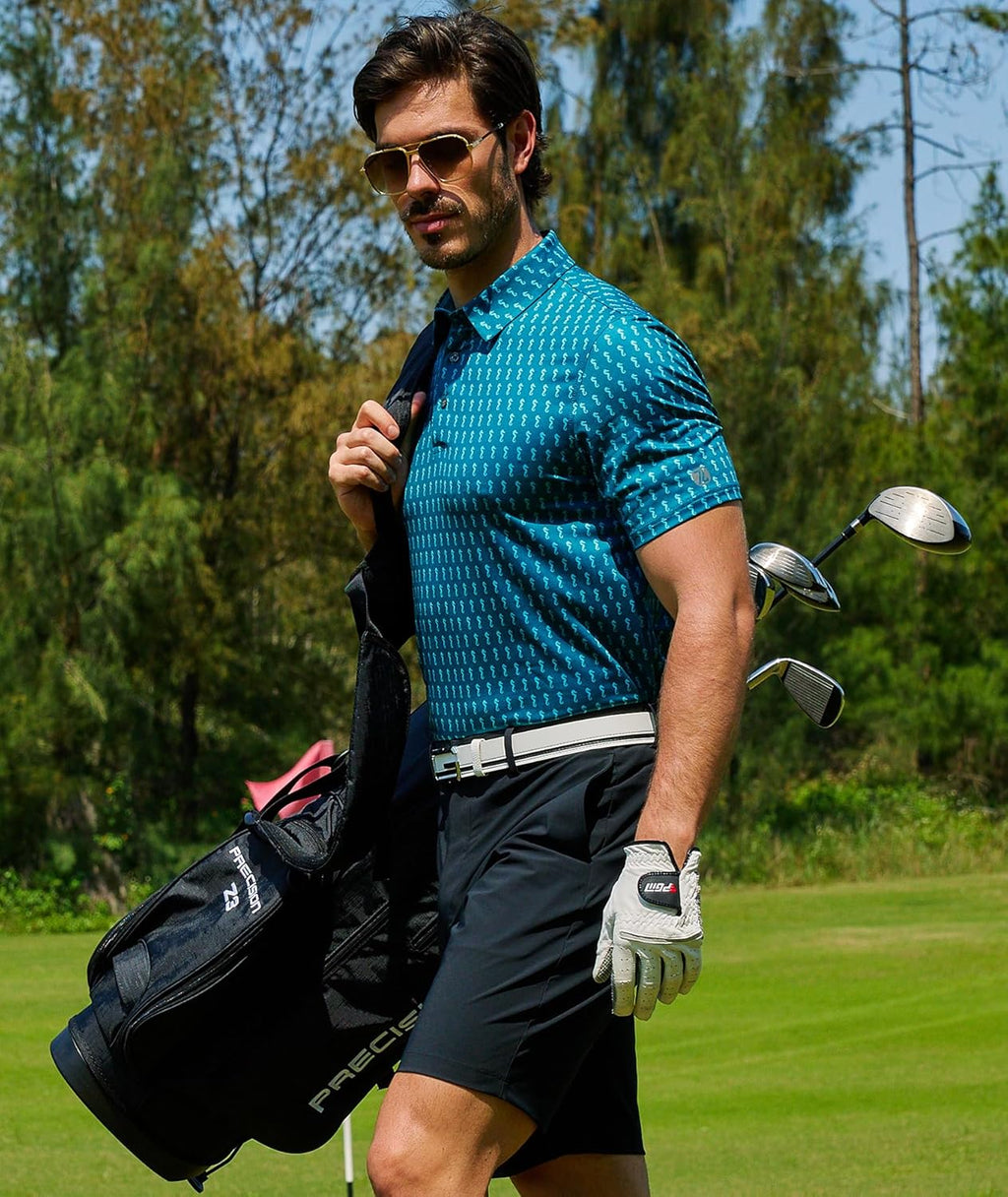 ZITY Men's Golf Polo Shirt - Short Sleeve Performance Moisture-Wicking with Stylish Print Patterns