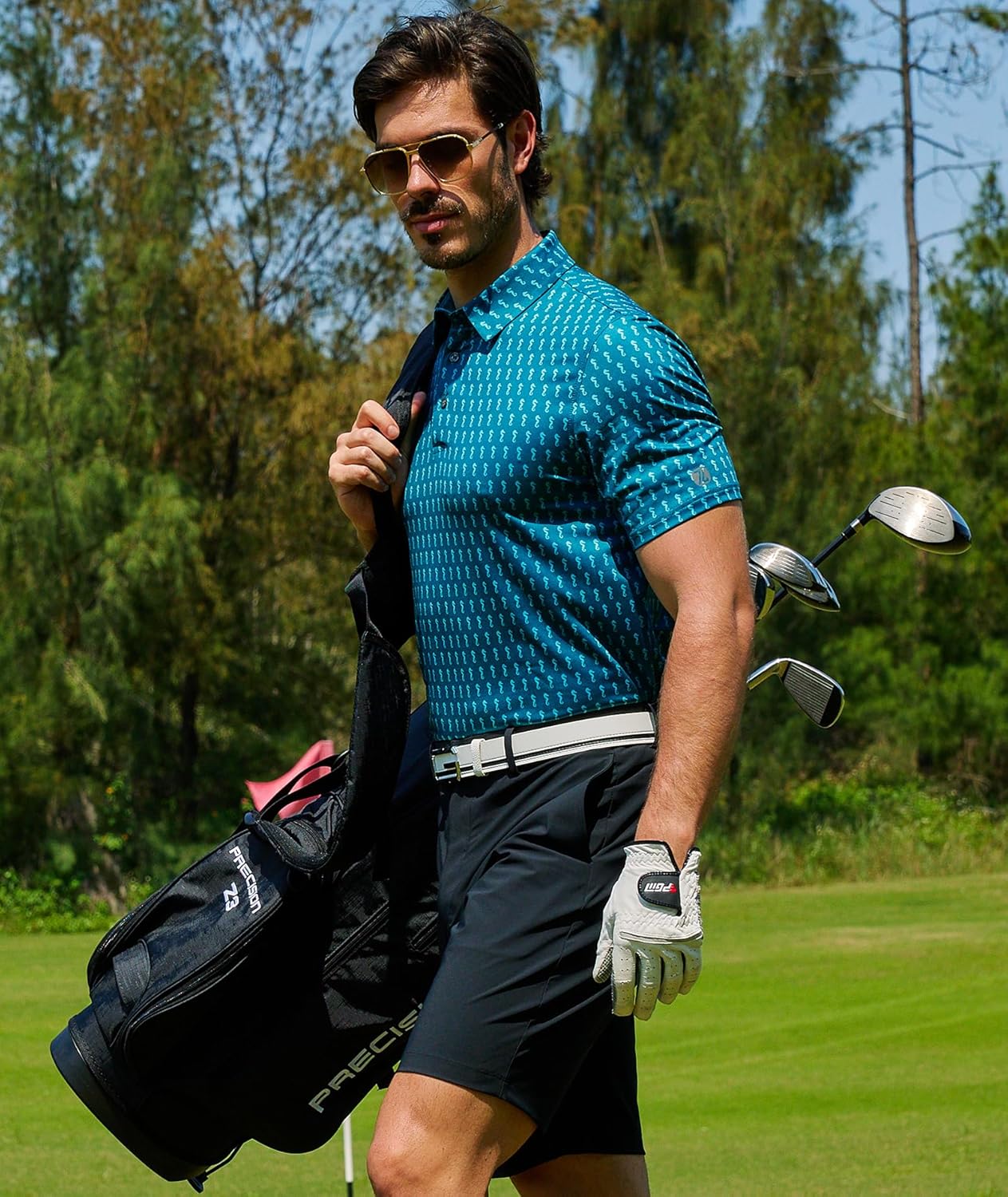 ZITY Men's Golf Polo Shirt - Short Sleeve Performance Moisture-Wicking with Stylish Print Patterns