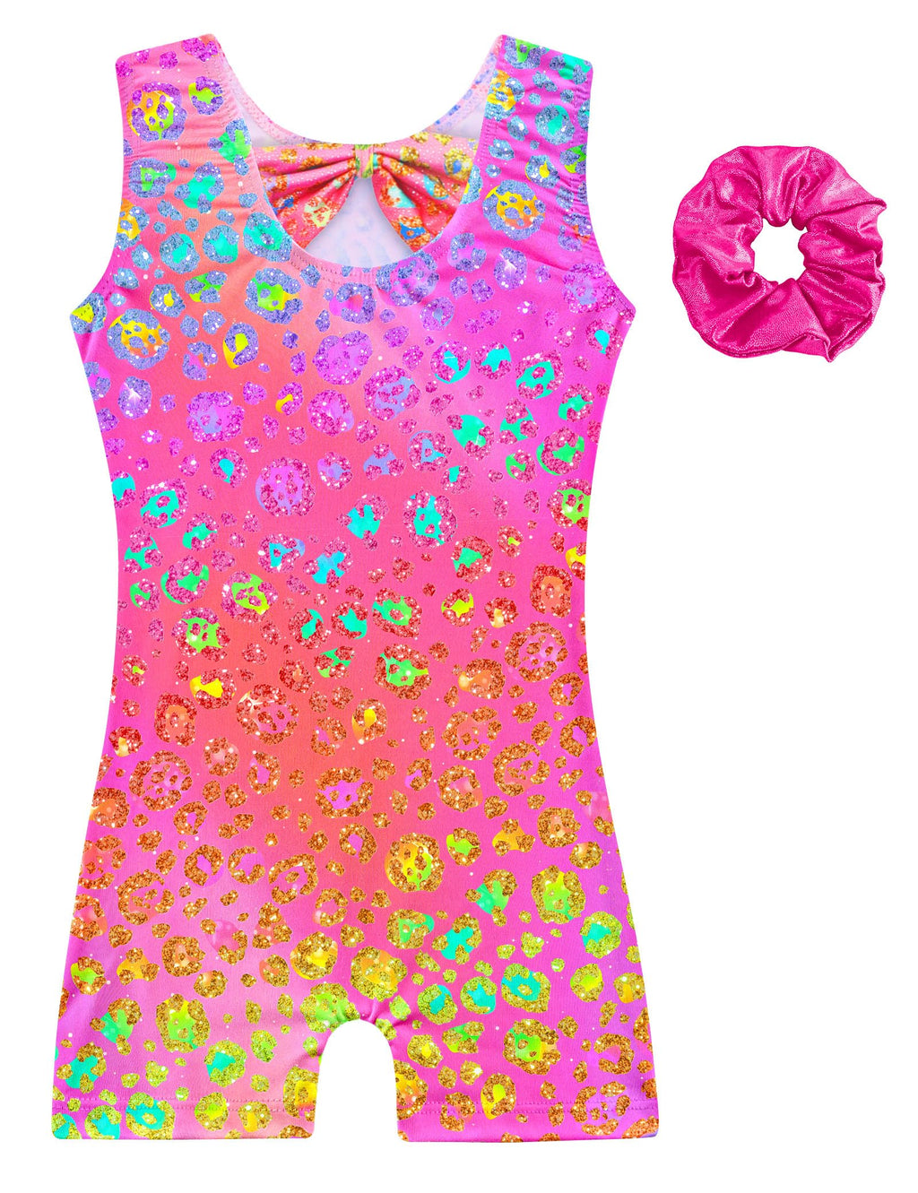 Alikhonf Leotards for Girls Gymnastics Kids Sleeveless Biketard with Shorts Sparkly Dance Tumbling Outfits