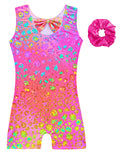 Alikhonf Leotards for Girls Gymnastics Kids Sleeveless Biketard with Shorts Sparkly Dance Tumbling Outfits