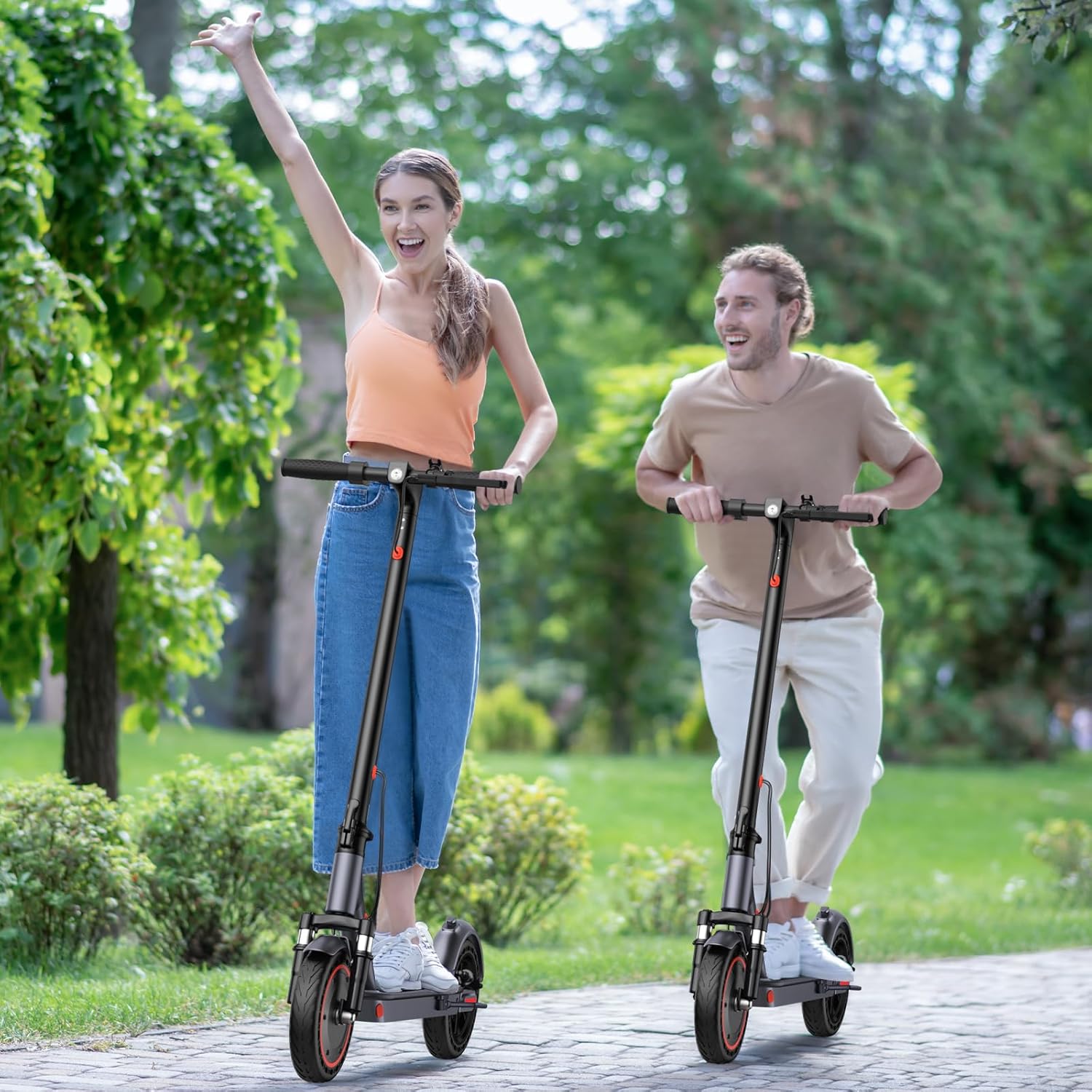 VOLPAM Electric Scooter - Dual Suspension, 500W/800W Motor, 19/22 MPH, Long Range 60/40/31/23 Miles, Max Load 264 lbs