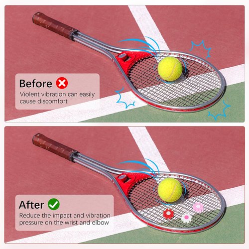 TIXIPEM Tennis Racket Dampener [3PCS] - Funny Flower Shape Silicone Tennis Shock Absorber Racket Vibration Dampener Use for Racket [Pink]