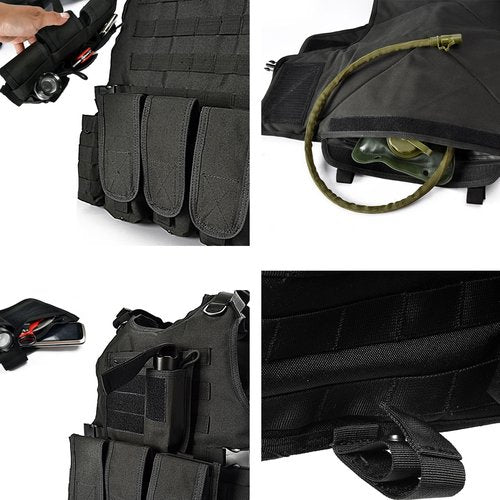 YAKEDA Adjustable Tactical Airsoft Training Vest | Camping, Fishing, Hunting, Gift for Halloween and New Year (US, Alpha, One Size, Regular, Regular, BK)