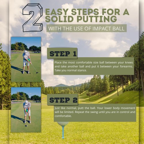 Impact Ball - Golf Swing Trainer Aid - Large (Blue/Yellow) - All Skill Levels, Improve Your Golf Swing, Make Better Contact, Flush More Shots