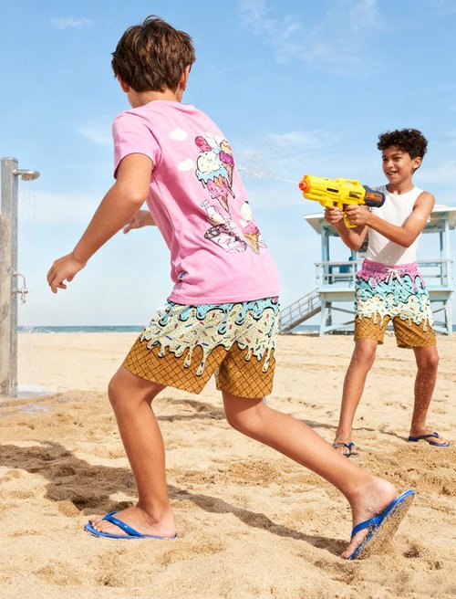 Cozople Boys Athletic Shorts Kids Pink Drip Ice Cream Running Shorts Size 7 Lightweight Sport Shorts for School