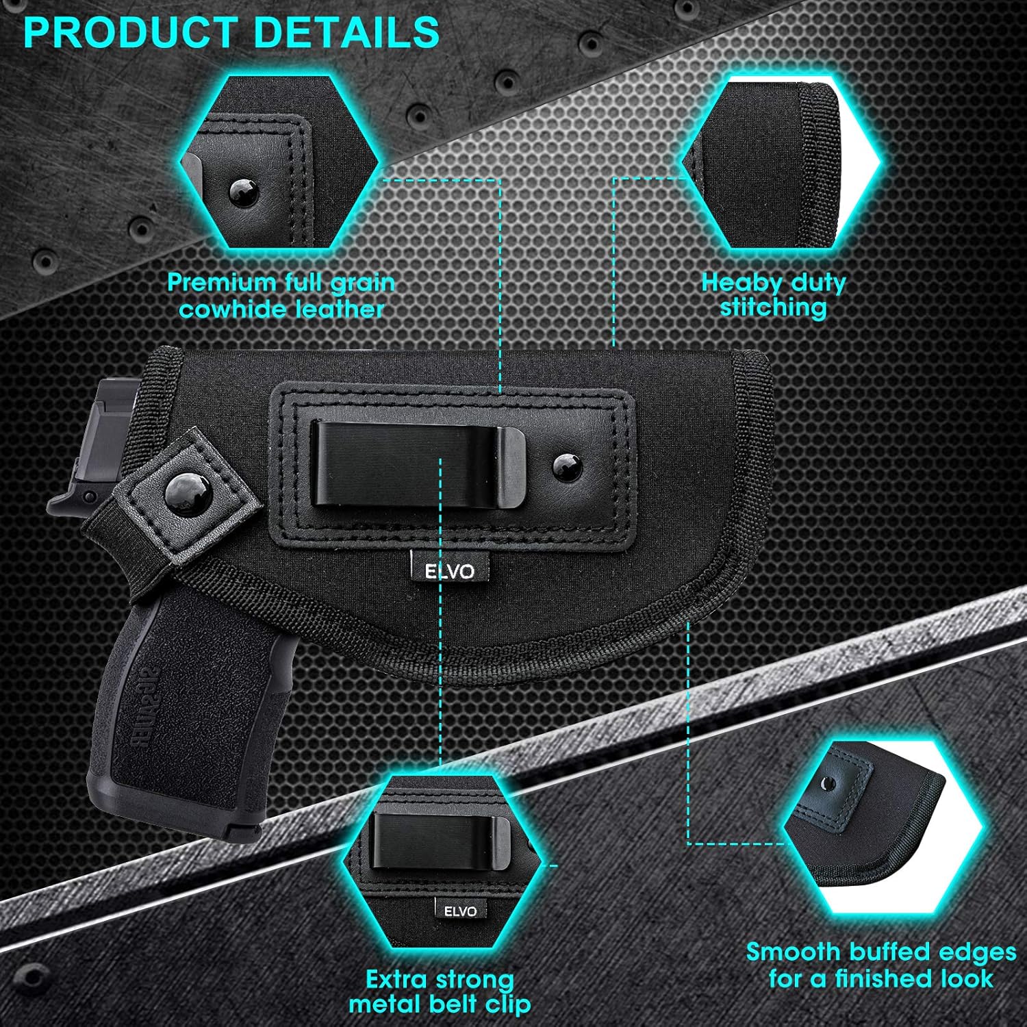 Skiennix Universal IWB Gun Holster - Concealed Carry for All Firearms | 2 Pack, Fits S&W, Glock, Sig Sauer