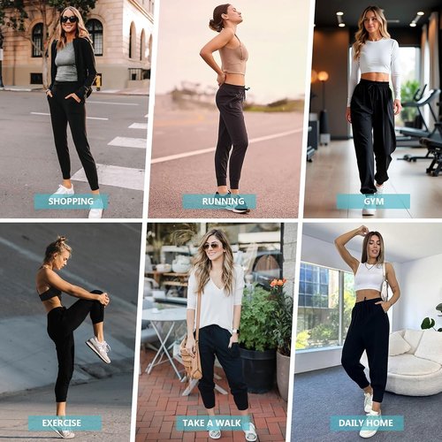 CADITEX Women's Joggers - Stretchy Active Sweatpants with Pockets for Travel & Workouts