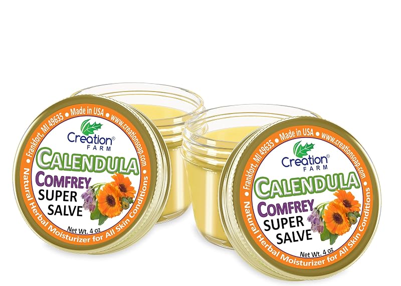 Calendula Comfrey Super Salve 4 Oz by Creation Farm — Herbal Balm for All Skin Types
