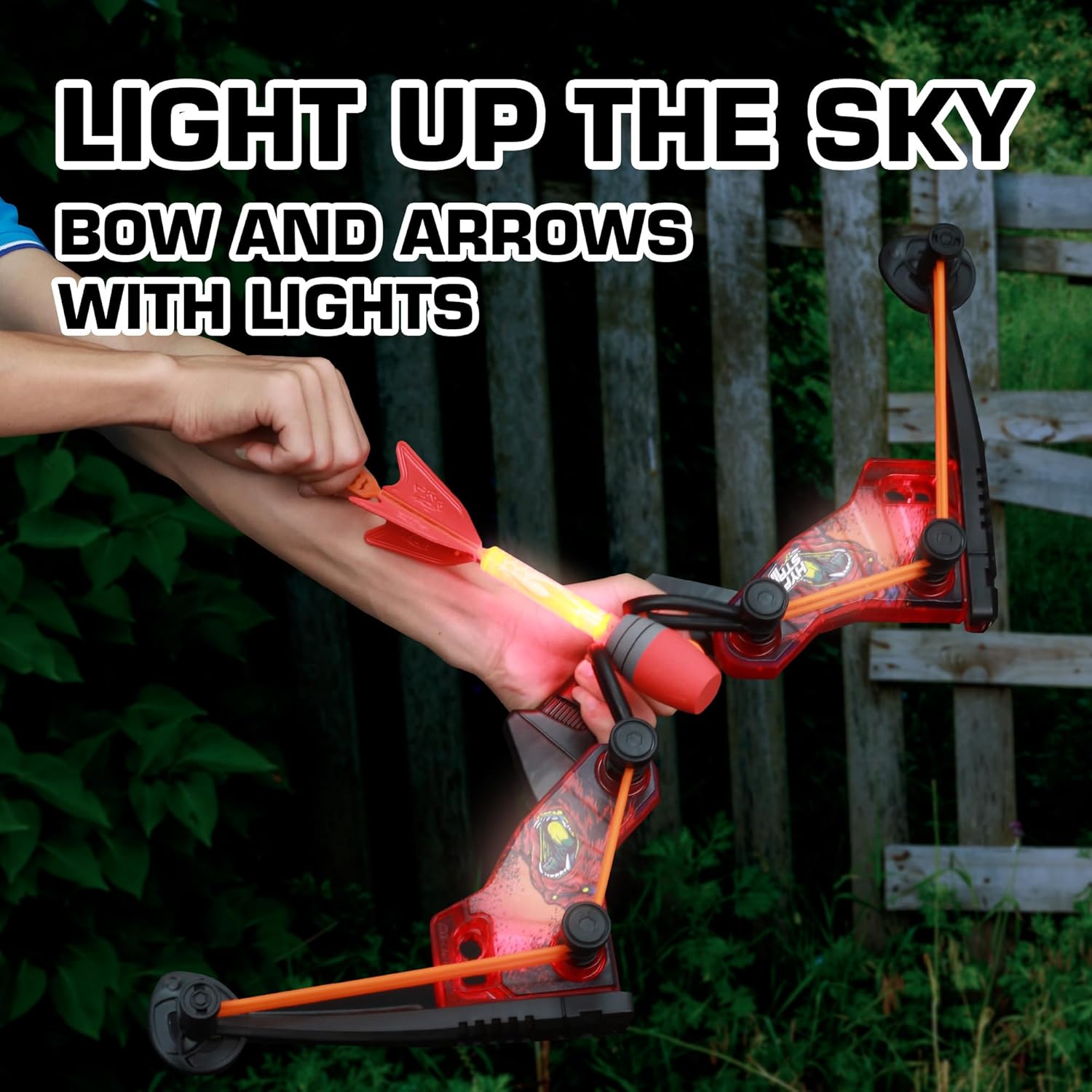 Zing HyperStrike FireTek Bow - Light Up Bow with Zonic Whistle Arrows - Shoots Over 200ft | Outdoor Fun for Ages 14+ (Red)