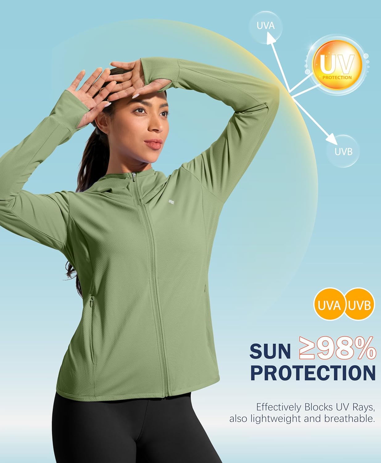 Soothfeel Women's Sun Protection Hoodie Jacket - UPF 50+ Lightweight Long Sleeve with Pocket for Outdoor Activities