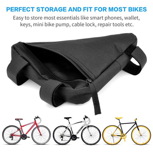 BOBILIFE Bike Triangle Frame Bag - Bicycle Cycling Handlebar Front Pouch Saddle Storage Bag for Road and Mountain Bikes (Black)