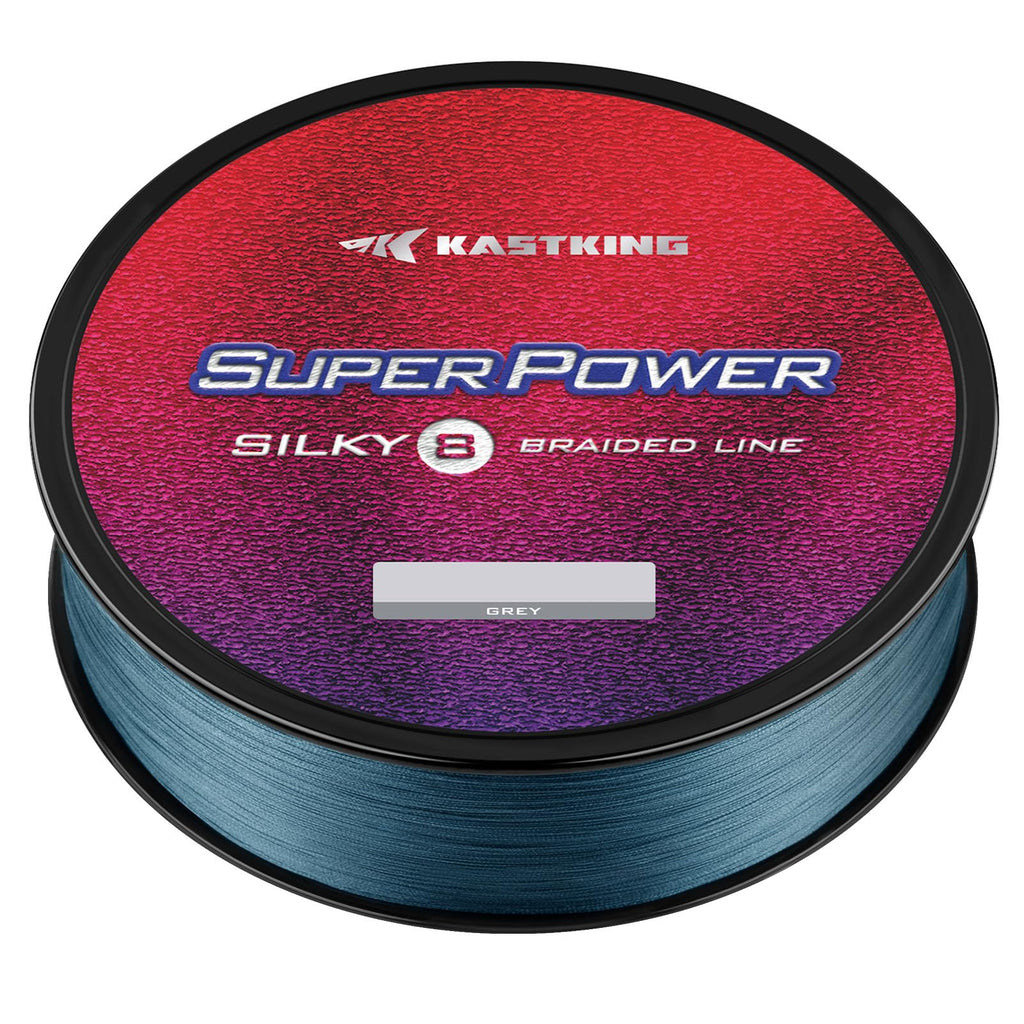 KastKing Superpower Silky8 Braided Fishing Line, Gray, 8 Strands, 40 LB, 150 Yds