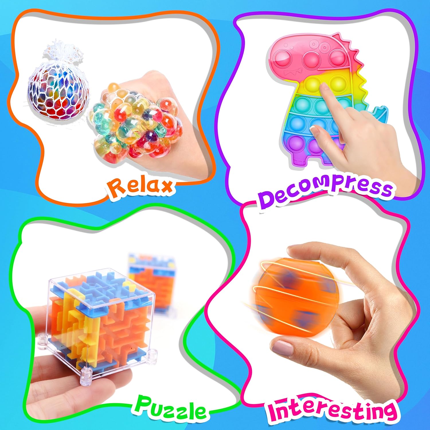 Skiennix 1000pcs Fidget Toys Pack - Perfect Party Favors & Goodie Bags for Kids | Birthday & Carnival Prizes