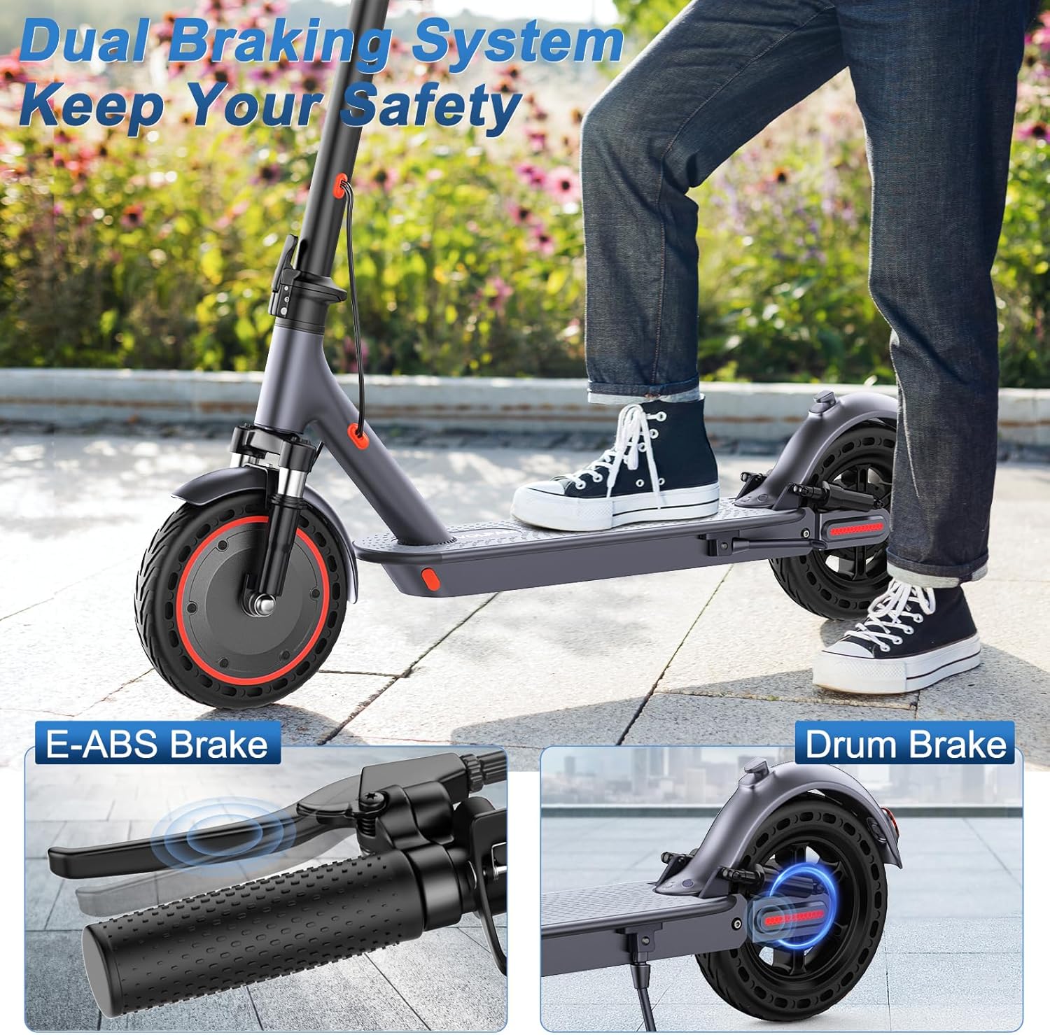VOLPAM Electric Scooter - Dual Suspension, 500W/800W Motor, 19/22 MPH, Long Range 60/40/31/23 Miles, Max Load 264 lbs