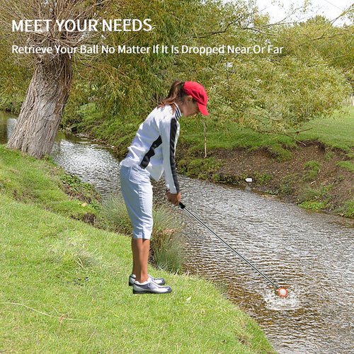 Nogcay Golf Ball Retriever for Water Telescopic, 12Ft Stainless Steel Ball Retriever Tool Golf Ball Grabber Orange