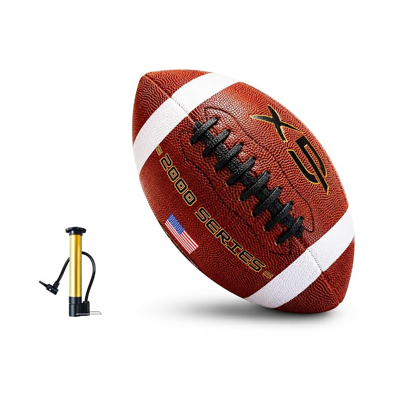 Official Size 9 Football — GX 2000 Series Premium Leather, Includes Ball Pump
