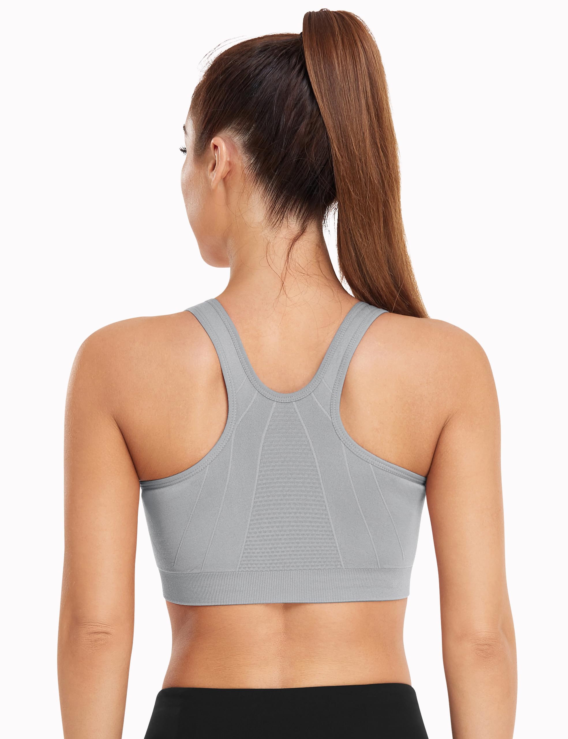 Women's Zip Front Sports Bra Wireless Post-Surgery Bra Active Yoga Sports Bras