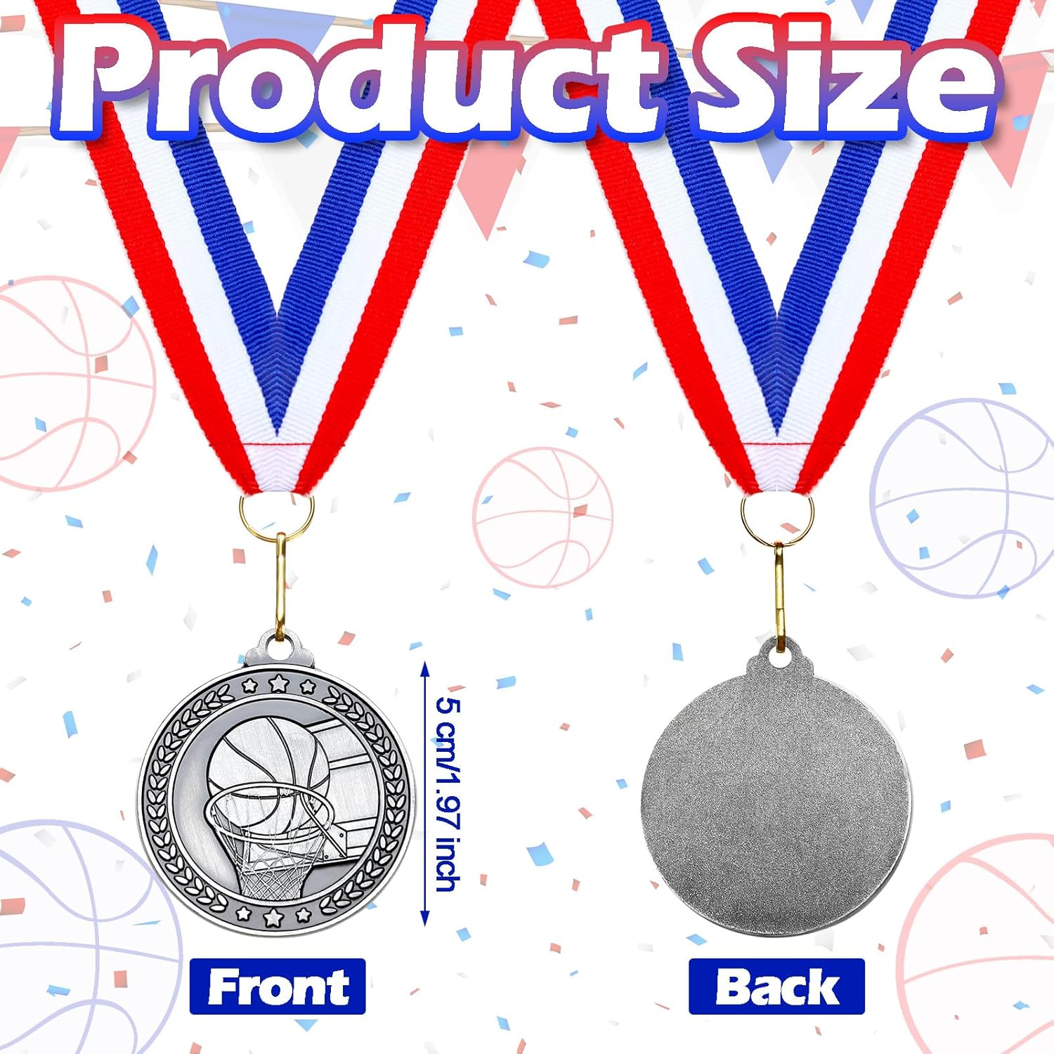 Remuuly Silver Medals - 30 Pcs 2'' Sports Awards for Basketball, Soccer, Volleyball & Hockey | Includes Neck Ribbons