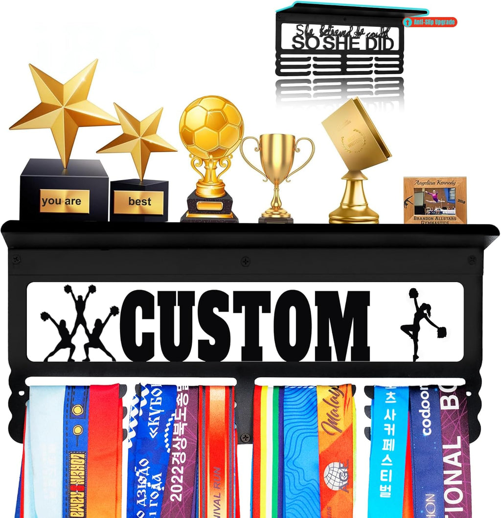 Personalized Medal Display Rack - Custom Metal Hanger for 70+ Awards | Easy Installation for Sports Recognition