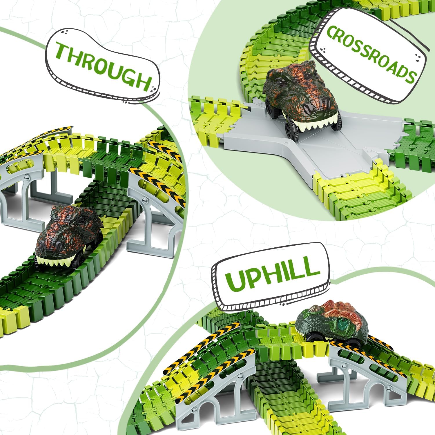 Skiennix Dinosaur Toys - Flexible Track Playset with 2 Cool Dinosaur Cars | Perfect Gift for Kids Ages 3-6