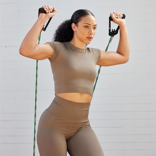 SPRI Braided Xertube Resistance Bands – Premium Exercise Band for Men & Women – Workout Equipment for Home Gym Fitness Training – Comfort Grip for Strength, Weights, and Resistance - Medium