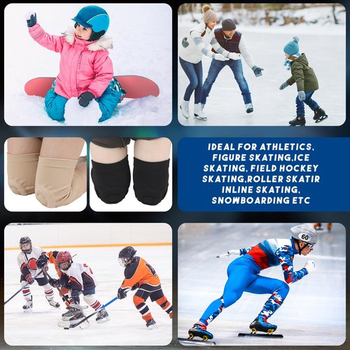 Shappy 2 Pair Figure Ice Skating Knee Pads Gel Dance Knee Pads Cushion and Support Breathable Material for Dancing Skating Women Girl Men(Medium,Beige and Black)