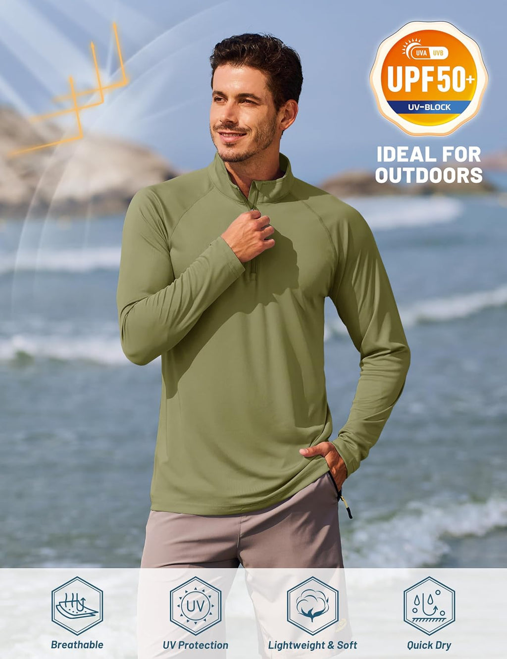 TACVASEN Men's Athletic Long Sleeve Shirts - UPF 50+ Sun Protection | 1/4 Zip Pullover for Outdoor Running