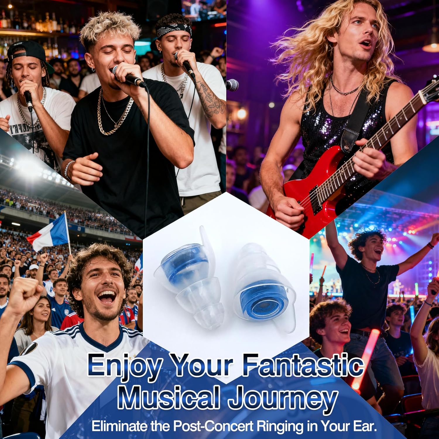 Skiennix Concert Ear Plugs - Reusable High-Fidelity Musician Earplugs with 20dB Noise Reduction & Carry Case