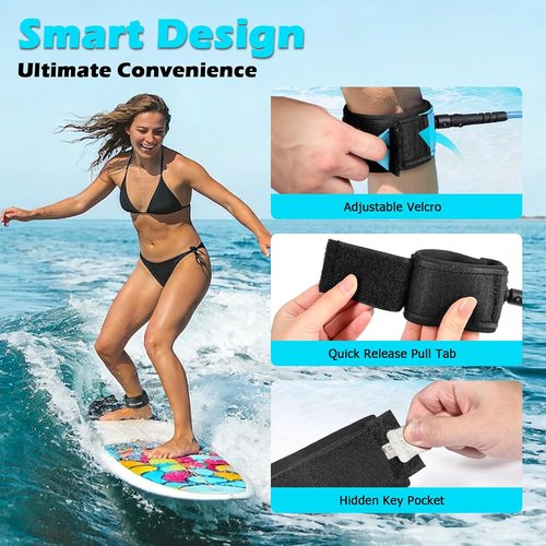 Mellbree Surfboard Leash - Premium Double-Sided Rotatable Wirst Strap for Paddleboards & Longboards